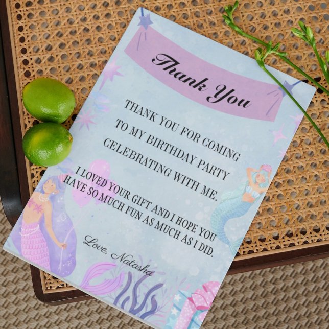 Postal Fiesta de cumpleaños de la sirena azul|| gracias p (Subido por el creador)