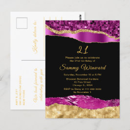 Postal Fiesta de cumpleaños de lágrimas de glamour dorado