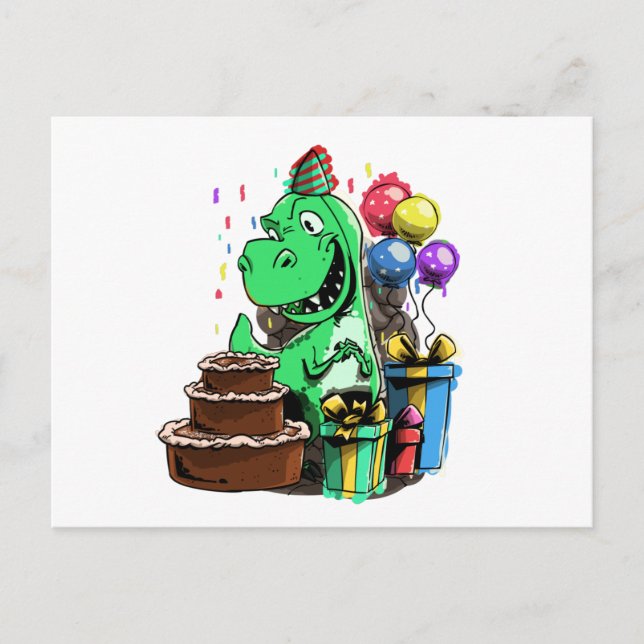 Postal Fiesta De Cumpleaños De Los Dinosaurios Para Un Ti (Anverso)