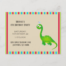 Postal Fiesta de cumpleaños de los dinosaurios prehistóri