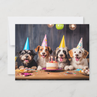 Postal Fiesta de cumpleaños de los perros