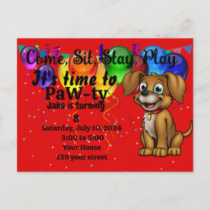 Postal Fiesta de cumpleaños de mascota