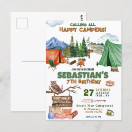 Postal Fiesta de Cumpleaños de Niño Aventura al Aire Libr