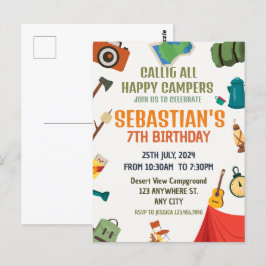 Postal Fiesta de Cumpleaños de Niño Aventura al Aire Libr