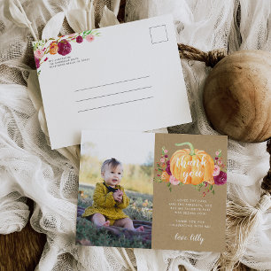 Postal Fiesta de Cumpleaños de Niños de Calabaza de Otoño