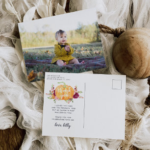 Postal Fiesta de Cumpleaños de Niños de Calabaza de Otoño