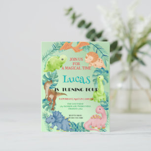 Postal Fiesta de cumpleaños de niños de escuela selva de 