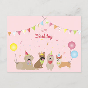 Postal Fiesta de Cumpleaños de Perro