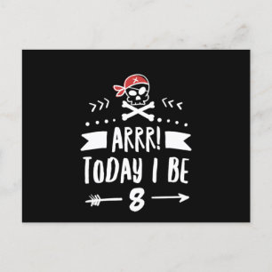 Postal Fiesta de cumpleaños de pirata 8 Arrr Hoy cumplo 8