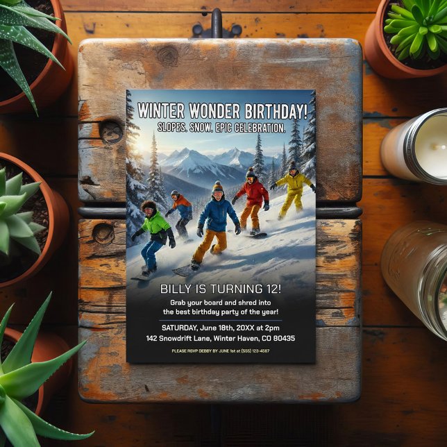 Postal Fiesta de Cumpleaños de Snowboard Winter Wonder (Subido por el creador)