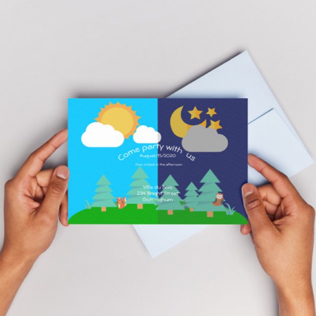 Postal Fiesta de cumpleaños de Sol&Luna en el bosque (Subido por el creador)