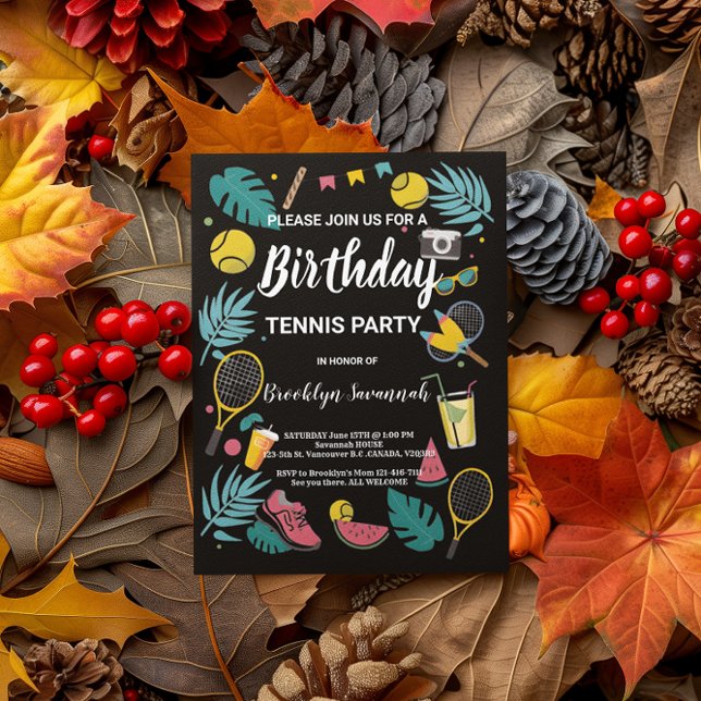 Postal Fiesta de Cumpleaños de Tenis Splash de Verano (Subido por el creador)