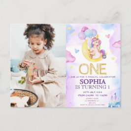 Postal Fiesta de Cumpleaños de Unicornios Mágicos con Acu