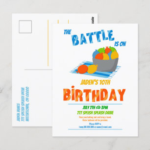 Postal Fiesta de cumpleaños de verano para niños con glob