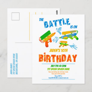 Postal Fiesta de Cumpleaños de Verano para Niños con Pist