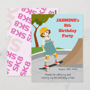 Postal Fiesta de cumpleaños del Chica de Skater Park