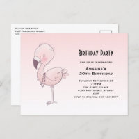 Fiesta de cumpleaños del Ilustracion Flamingo Rosa