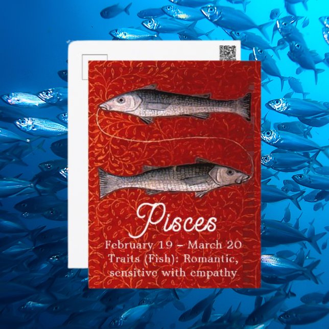 Postal Fiesta de cumpleaños del signo zodiacal Piscis el  (Pisces the Fish Zodiac Sign Birthday Party Postcard)