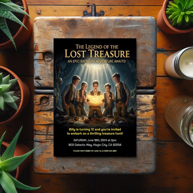 Postal Fiesta de cumpleaños del tesoro pirata perdido (Subido por el creador)