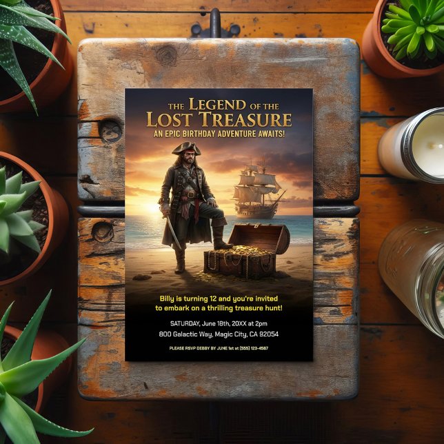 Postal Fiesta de cumpleaños del tesoro pirata perdido (Subido por el creador)