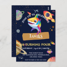 Fiesta de cumpleaños del tiburón lindo arcoíris Ga