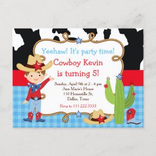 Postal Fiesta de Cumpleaños del Vaquero Moreno al Estilo 