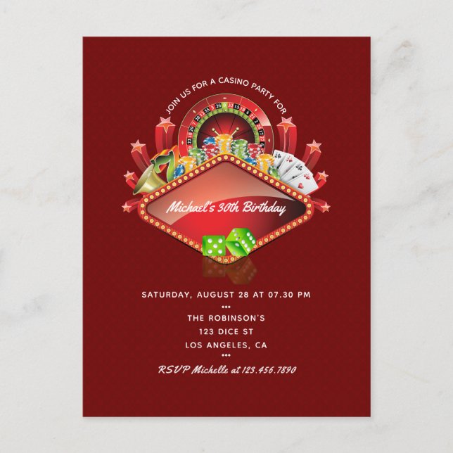 Postal Fiesta de cumpleaños en casino (Anverso)