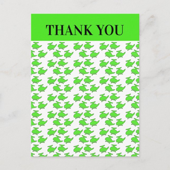 Postal Fiesta de Cumpleaños en Helicóptero Gracias (Anverso)