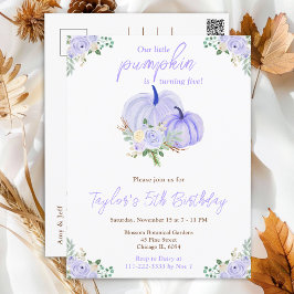 Postal Fiesta de cumpleaños floral Purple Pumpkins