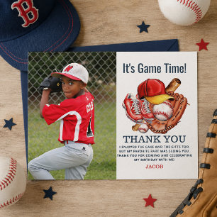 Postal Fiesta de cumpleaños infantil béisbol azul marino 