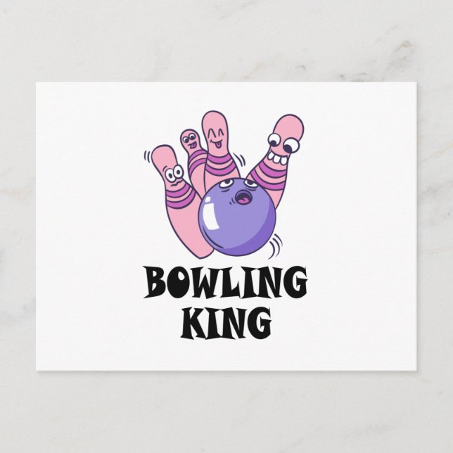 Postal Fiesta de Cumpleaños Infantil Bowling King (Anverso)