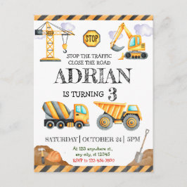 Postal Fiesta de Cumpleaños Infantil Camión Volquete de C