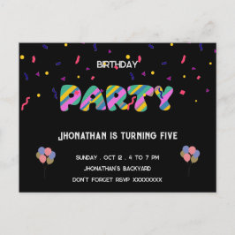 Postal Fiesta de cumpleaños infantil genial