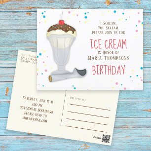 Postal Fiesta de cumpleaños lindo Ice Cream Personalizado