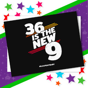 Postal Fiesta de cumpleaños número 36 en día bisiesto Nue