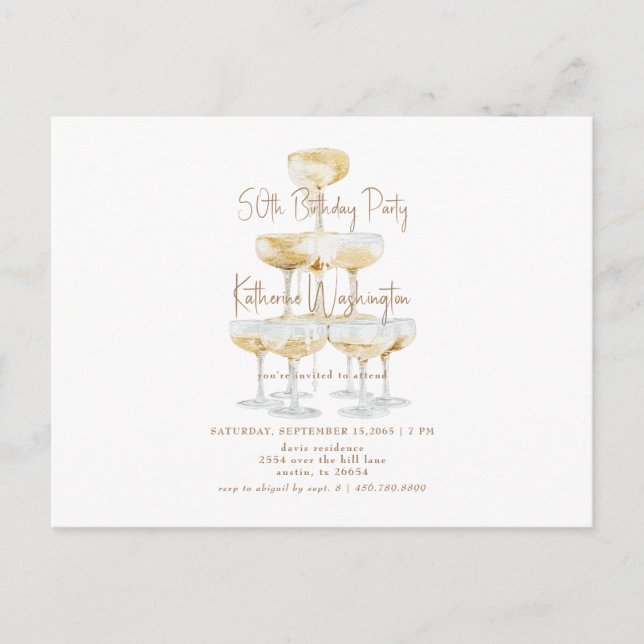 Postal Fiesta de cumpleaños número 50 de la Torre de Cham (Anverso)