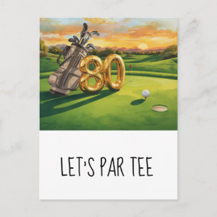 Postal Fiesta de cumpleaños número 80 de Golf Vamos a par