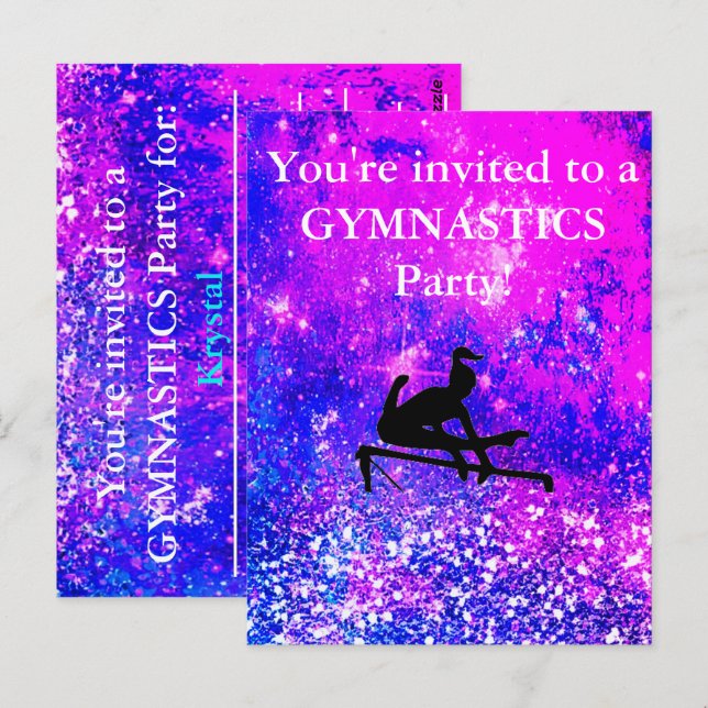 Postal Fiesta de Cumpleaños Personalizada de Gimnasia par (Anverso / Reverso)