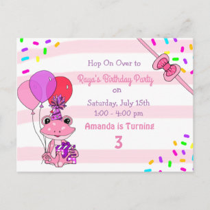 Postal Fiesta de cumpleaños personalizada para niñas con