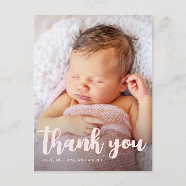 Postal Fiesta de cumpleaños Rosa Gracias Script Full Phot (Anverso)