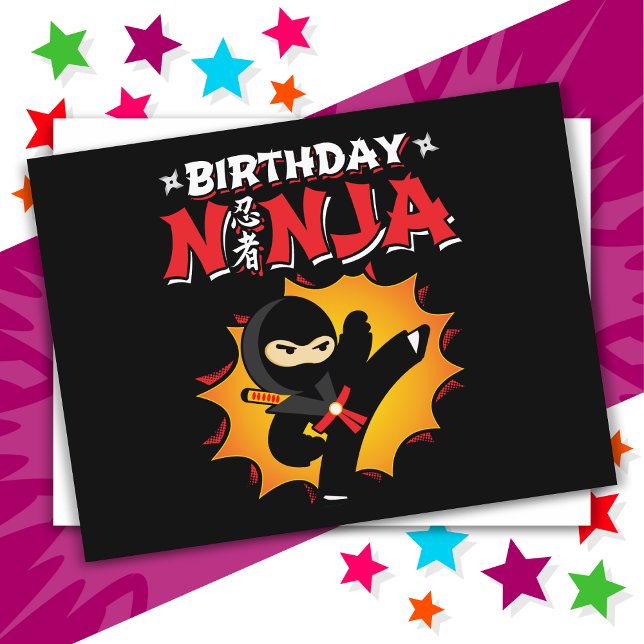 Postal Fiesta de Cumpleaños Super Ninja de estilo Cómic (Subido por el creador)