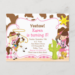 Postal Fiesta de cumpleaños vaquera western Yeehaw
