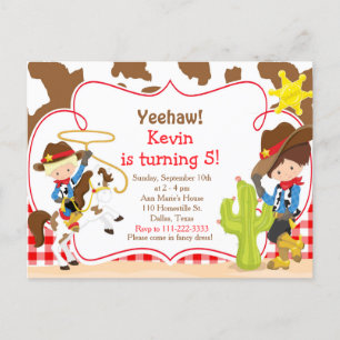 Postal Fiesta de Cumpleaños Western Cowboy Yeehaw