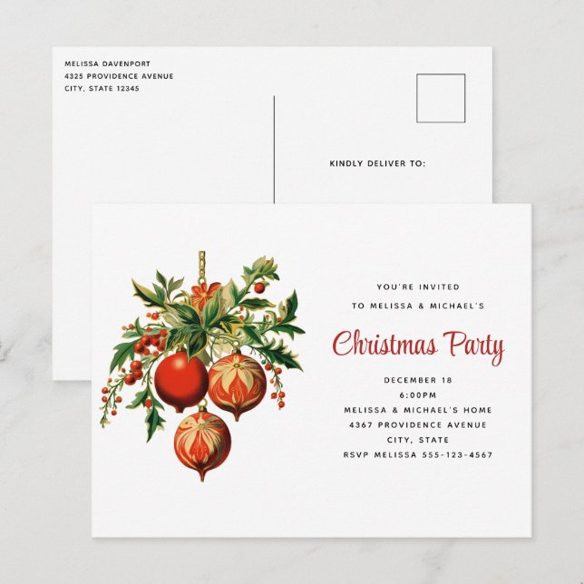 Postal Fiesta de decoraciones de árbol de navidad de Guay (Anverso / Reverso)