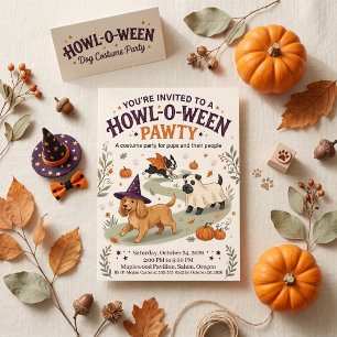 Postal Fiesta de Disfraces de Calabaza para Perros Howl O