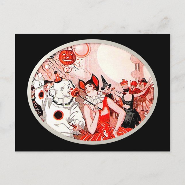 Postal Fiesta de disfraces de Halloween (Anverso)