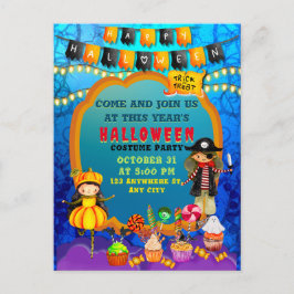 Postal Fiesta de disfraces de Halloween para niños celebr