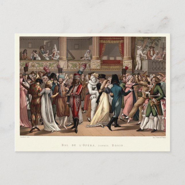 Postal Fiesta de disfraces en la ópera, París, francés (Anverso)