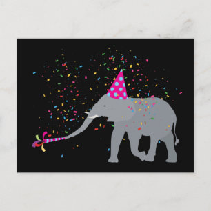 Postal Fiesta de Elefantes - Animales Divirtiéndose en un