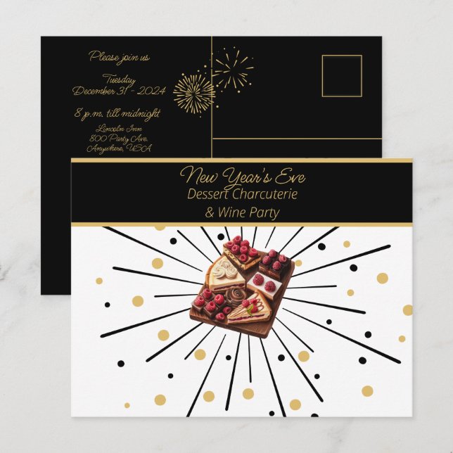 Postal Fiesta de embutidos y vinos de Año Nuevo (Anverso / Reverso)